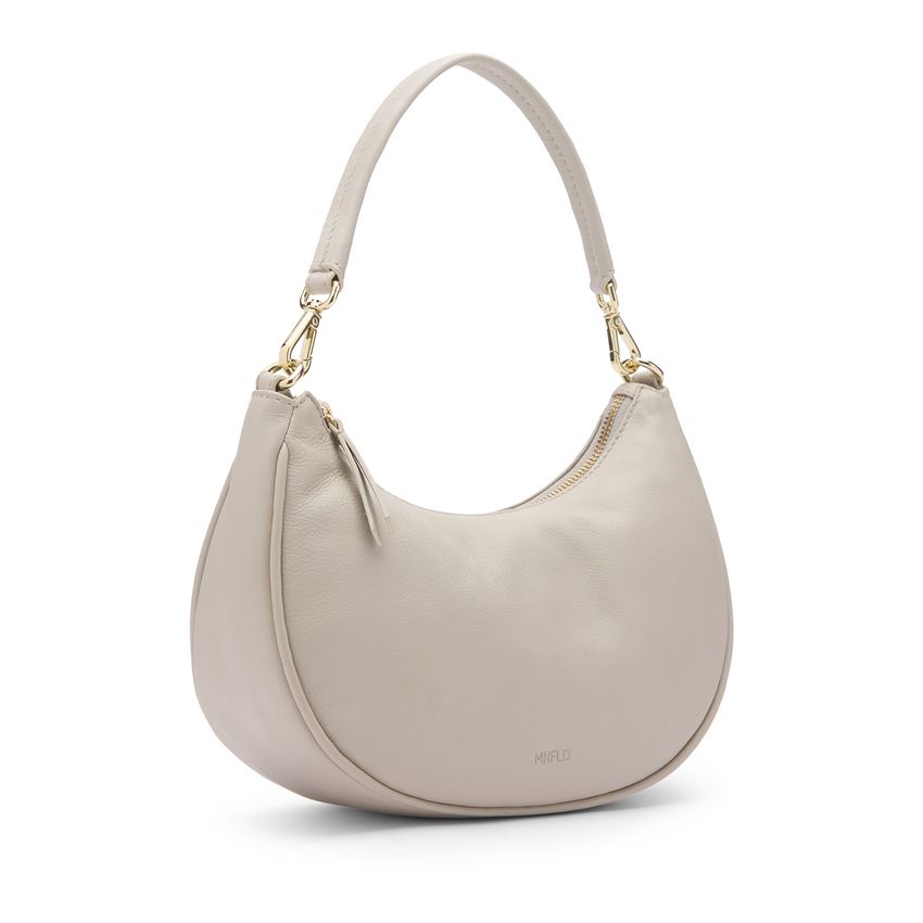 Beigefarbene Lederhandtasche