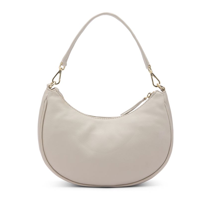 Beigefarbene Lederhandtasche