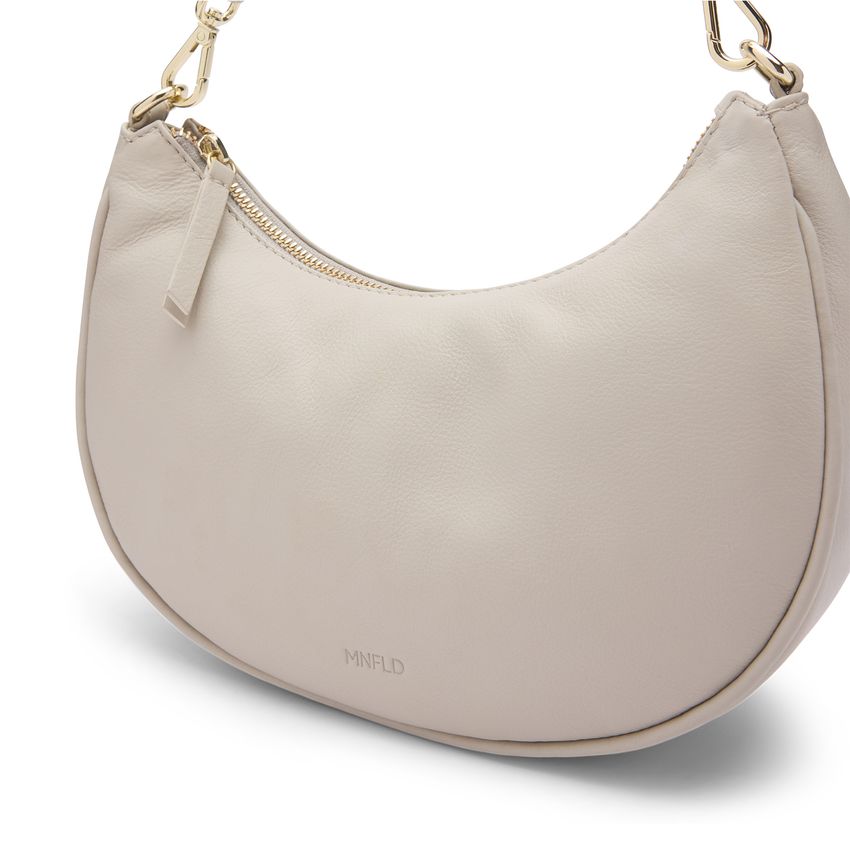 Beigefarbene Lederhandtasche