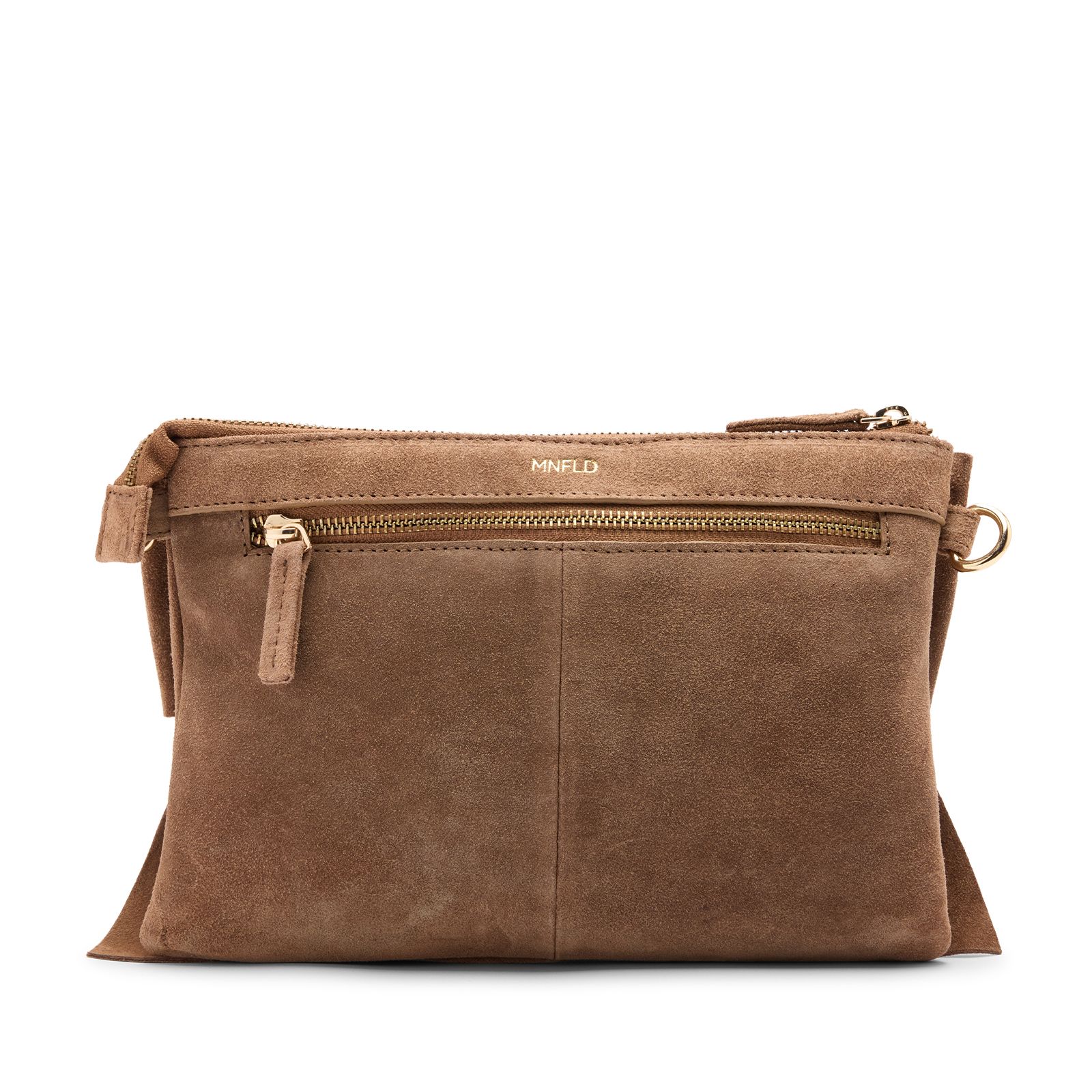 Taupe suède clutch met strik