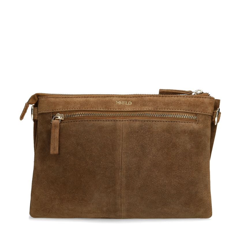Taupe suède clutch met strik