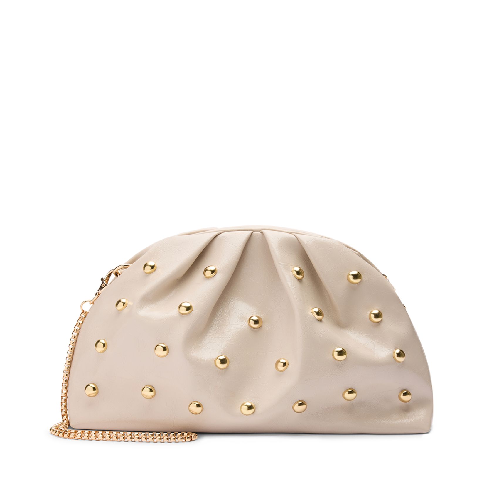 Beige clutch met gouden studs
