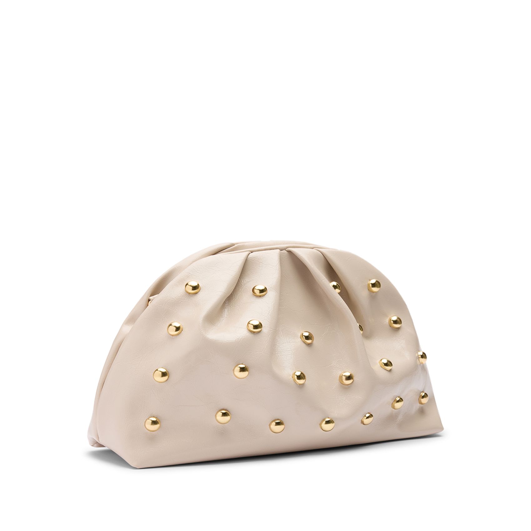 Beigefarbene Clutch mit Nieten