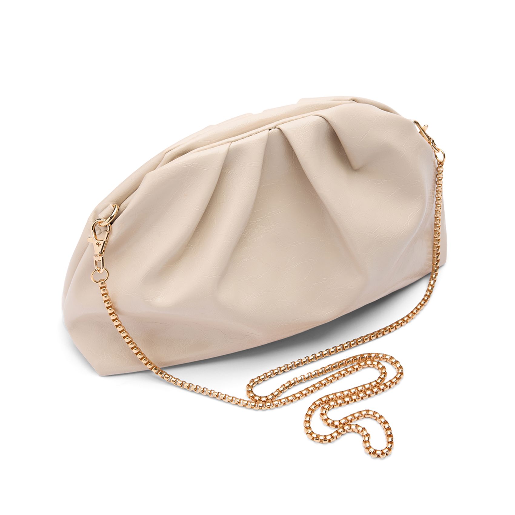 Beigefarbene Clutch mit Nieten
