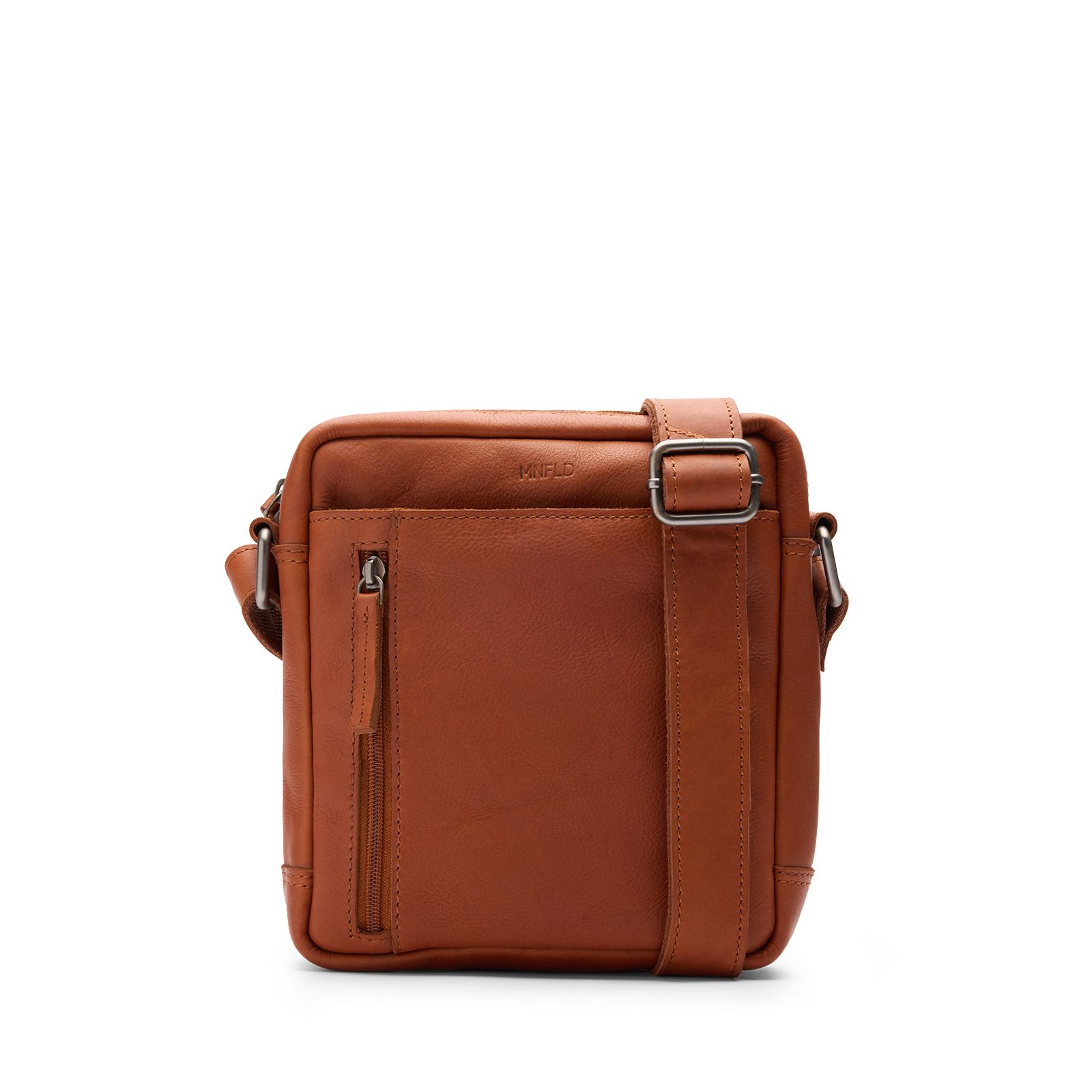 Cognac leren unisex schoudertas