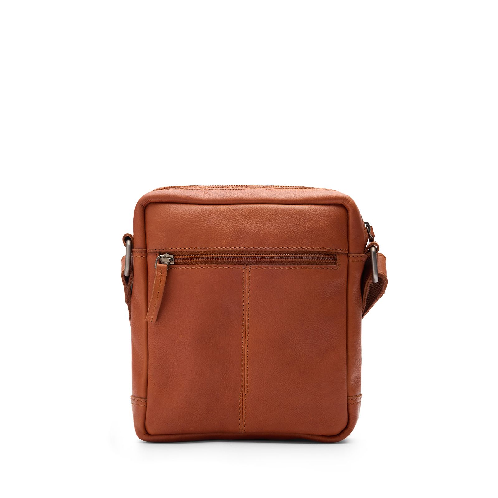 Cognac leren unisex schoudertas