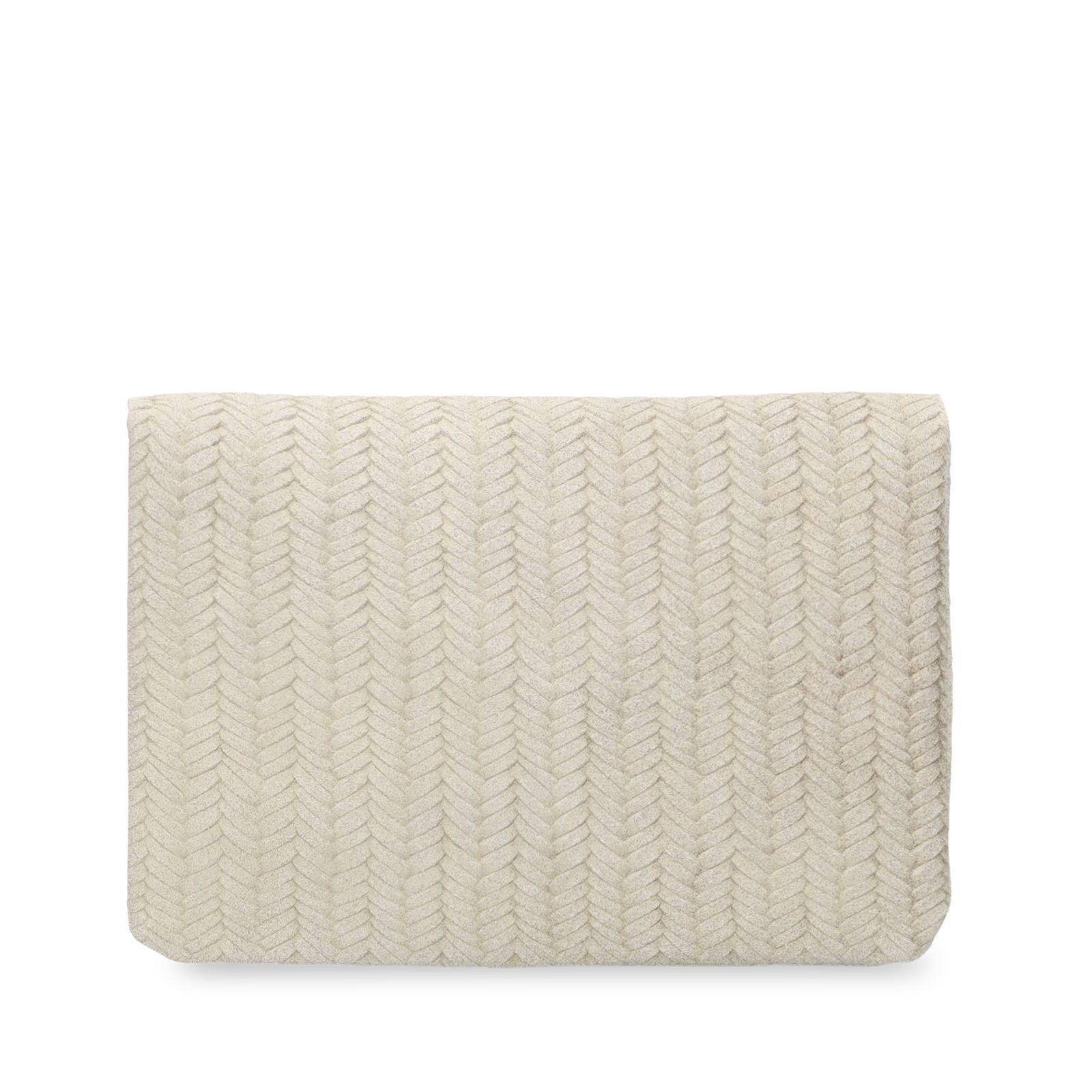 Beigefarbene Veloursleder-Clutch