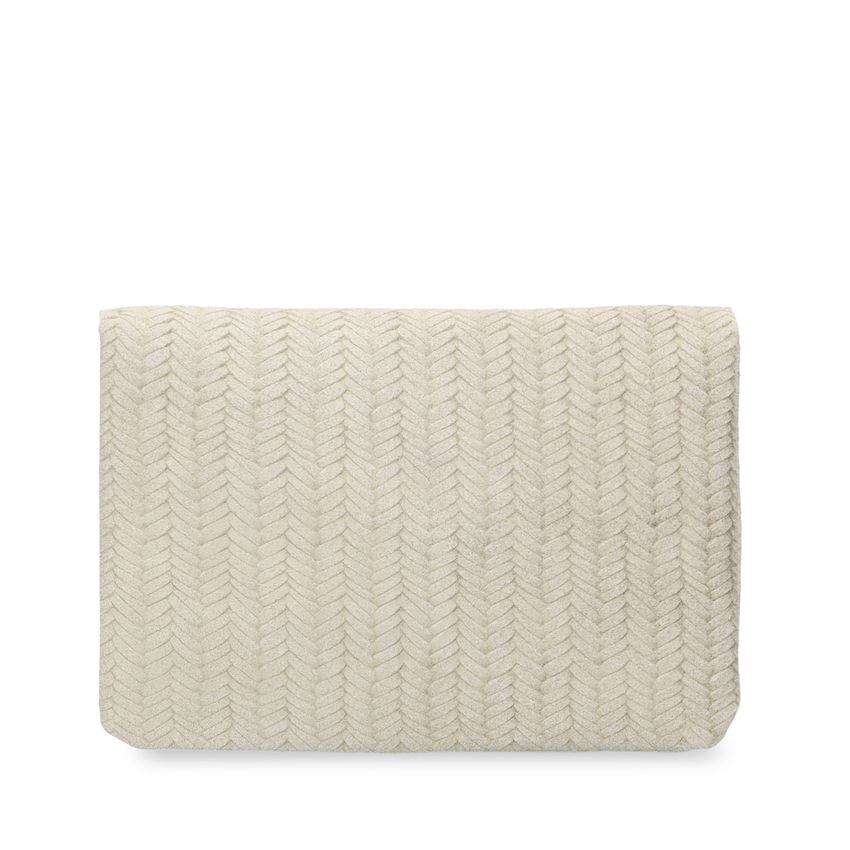 Beigefarbene Veloursleder-Clutch
