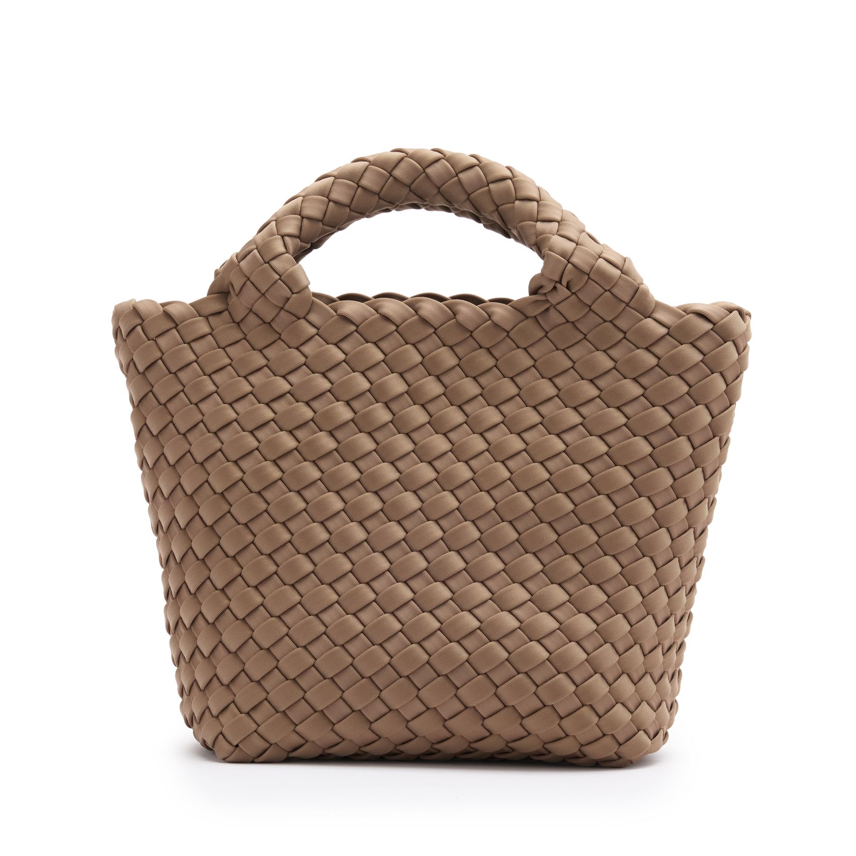 Taupefarbene Mini-Handtasche in Flecht-Optik