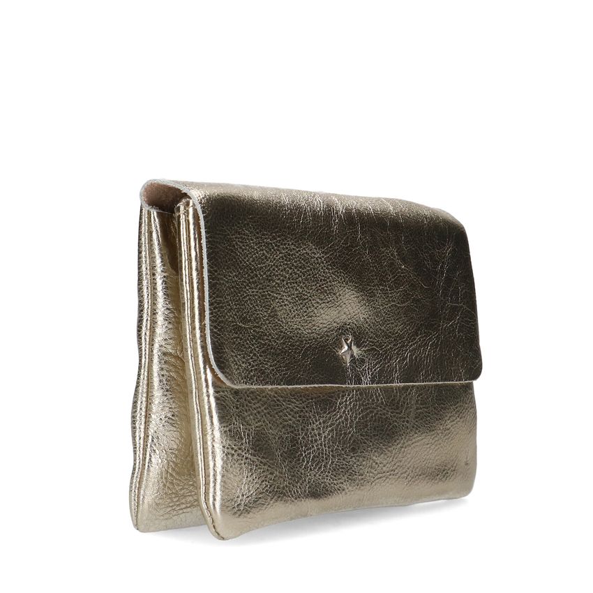 Goudkleurige metallic leren clutch