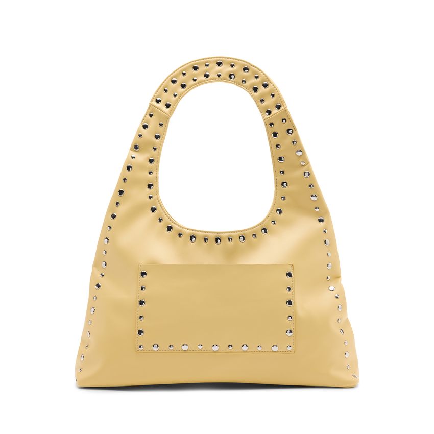 Gelbe Handtasche mit silberfarbenen Nieten