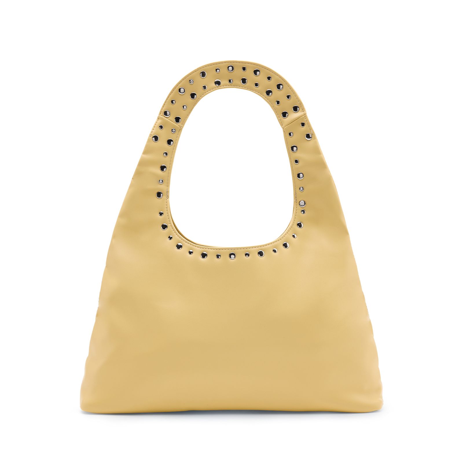 Gelbe Handtasche mit silberfarbenen Nieten