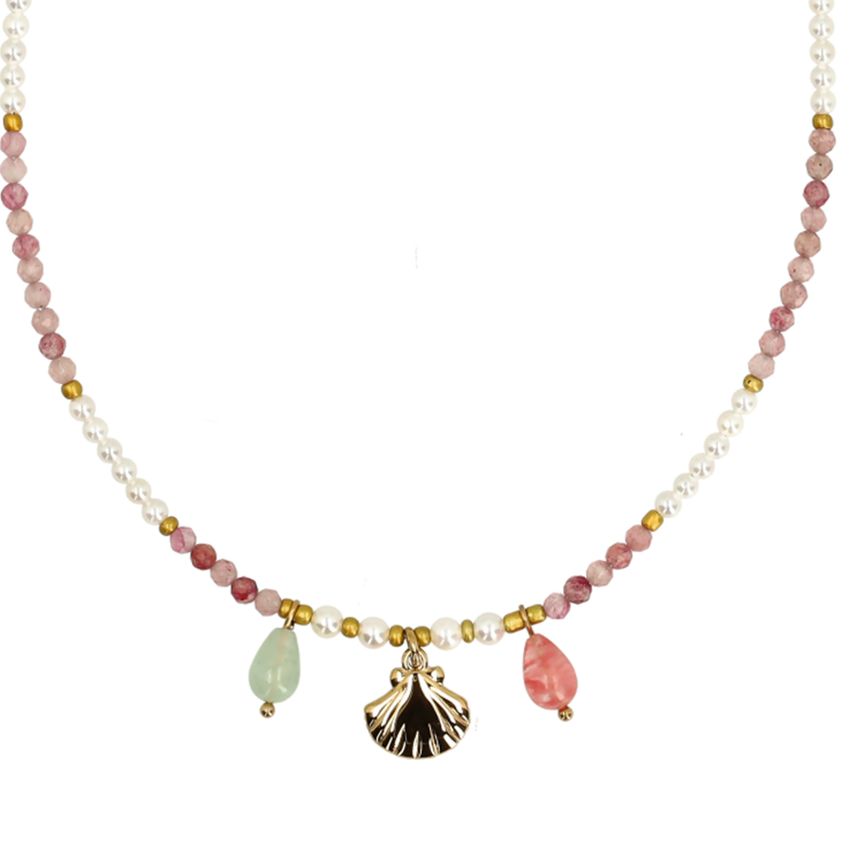 Gekleurde parelketting met schelpjes