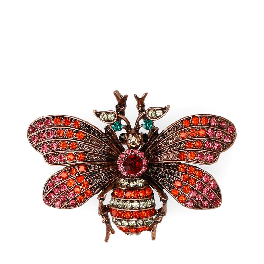Roodkleurige vlinder broche