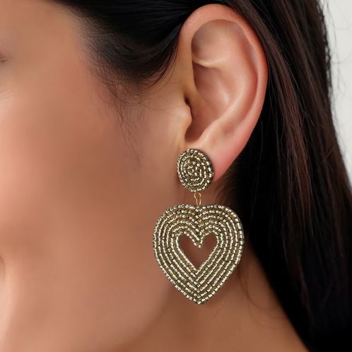 Bronskleurige hartjes oorbellen