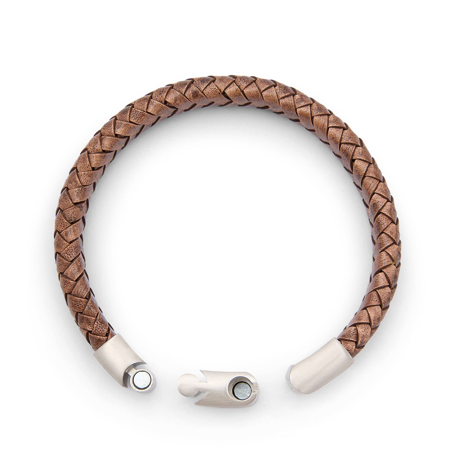 Bruine leren gevlochten heren armband