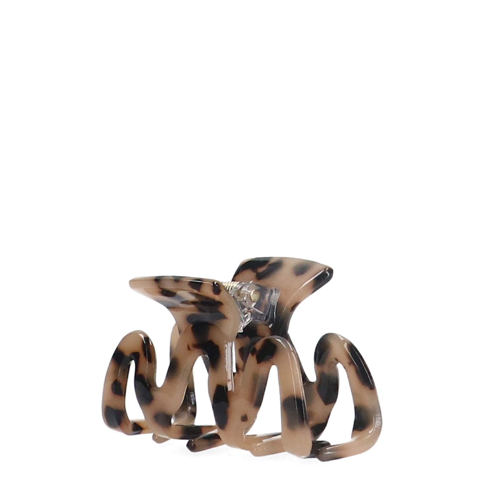 Bruine zigzag haarclip met print