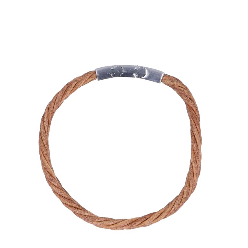 Braunes Lederarmband für Herren in Flecht-Optik