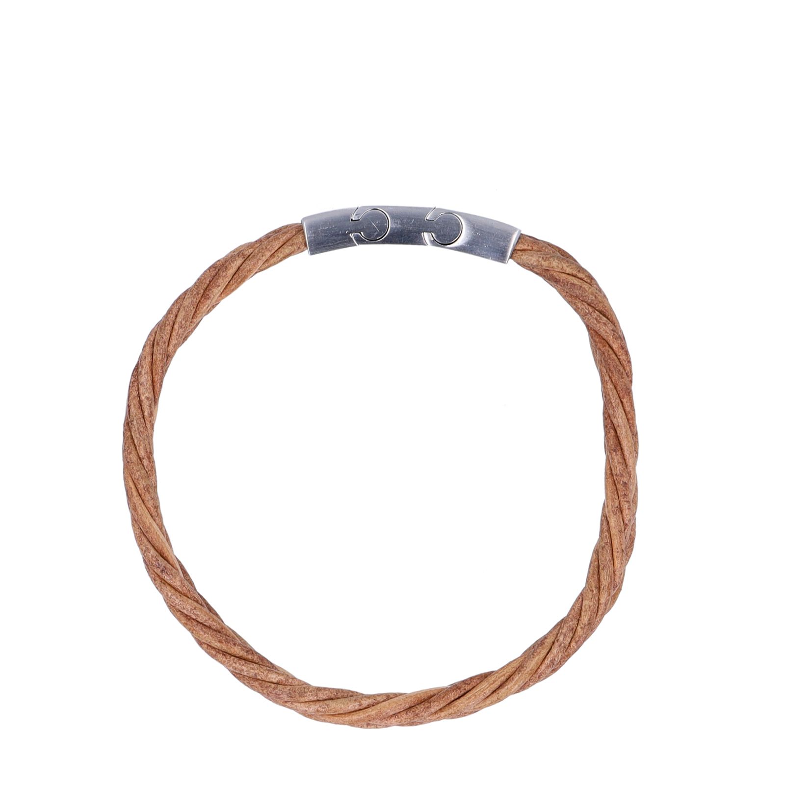 Bruine leren gevlochten heren armband