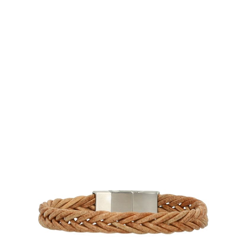 Braunes Lederarmband für Herren in Flecht-Optik