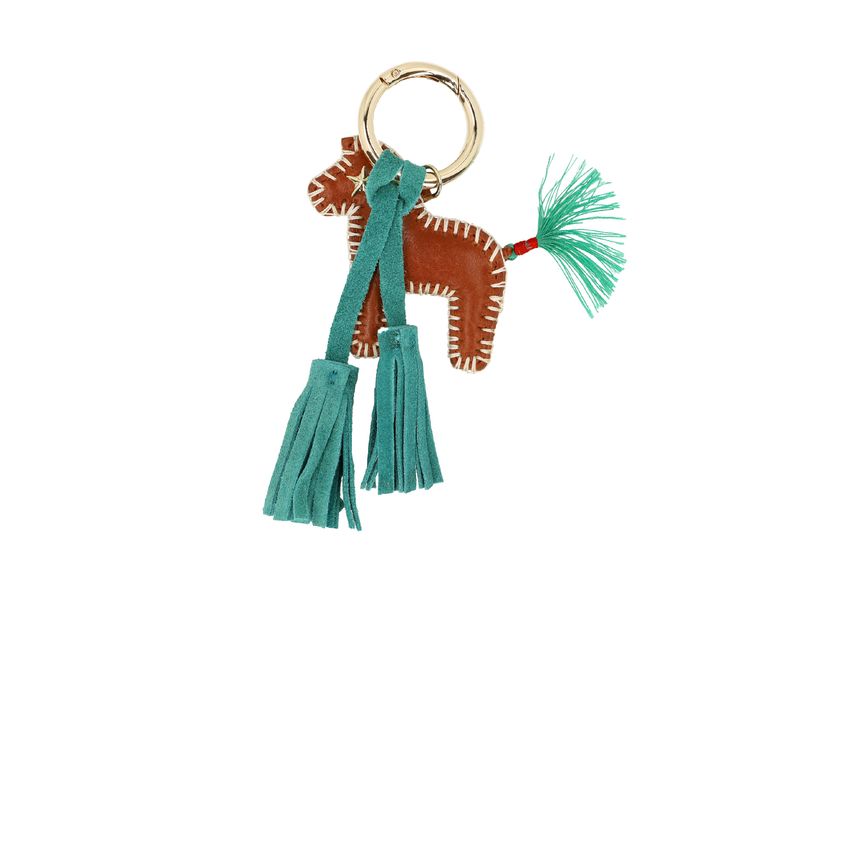 Cognacfarbener Taschen-Charm Pferd
