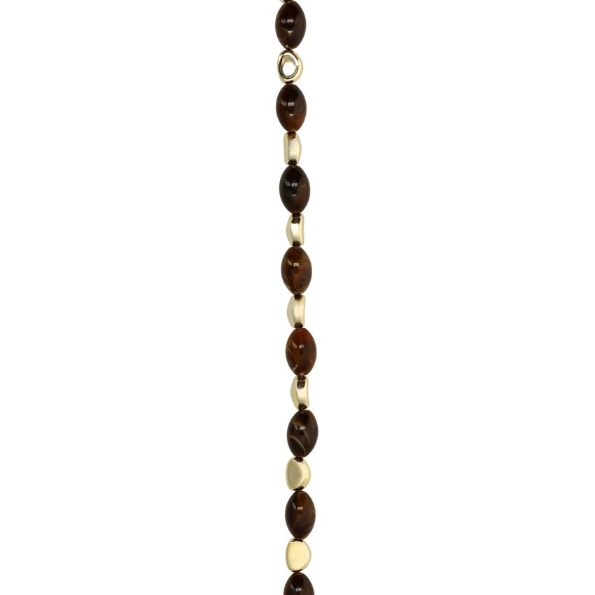 Goudkleurige ketting met bruine kralen