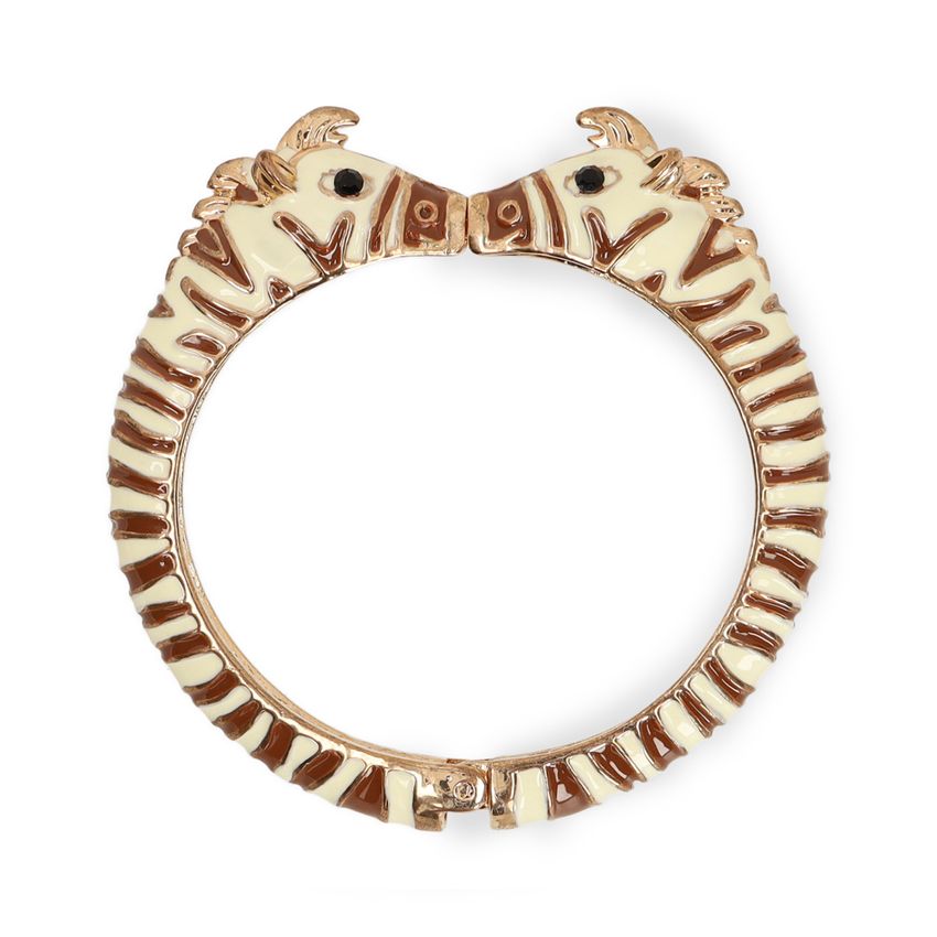Goudkleurige zebra armband met bruine details