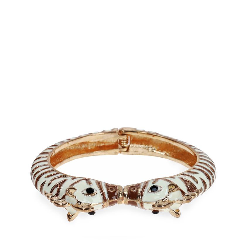 Goudkleurige zebra armband met bruine details