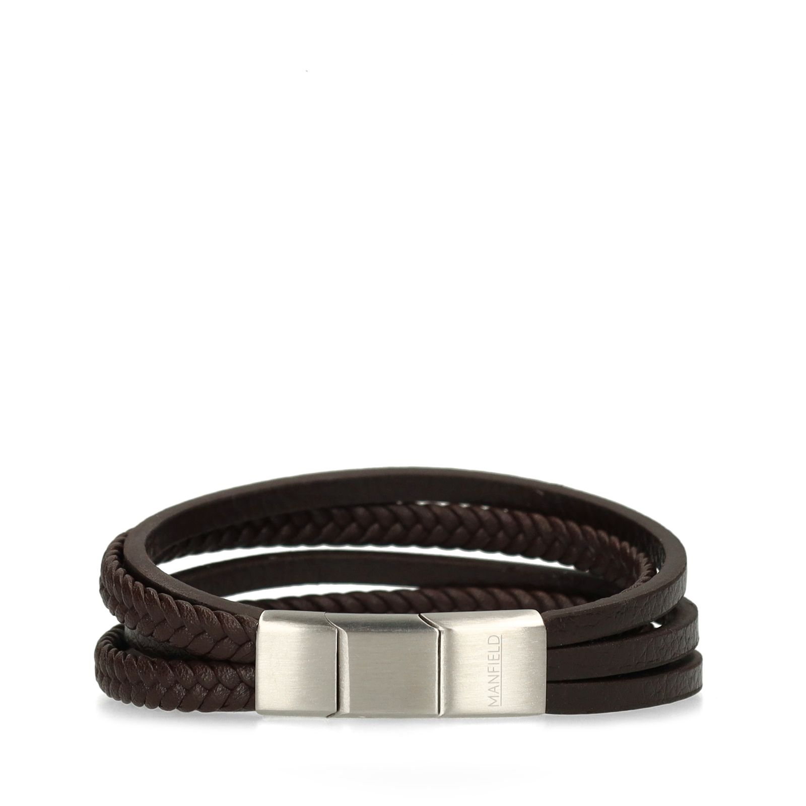 Bruine leren heren armband