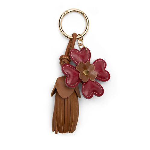 Bordeauxroter Taschen-Charm Glücksklee