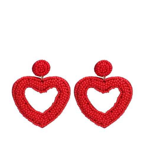 Rote Herz-Ohrringe aus Perlen