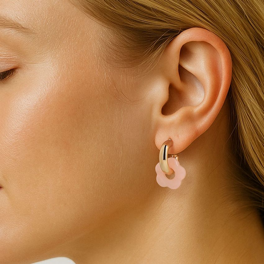 Roze bloemen oorbellen