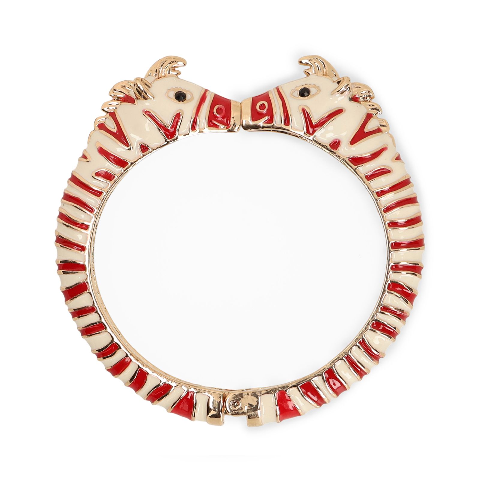 Goldfarbener Zebra-Armreif mit roten Details