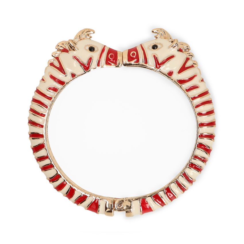 Goldfarbener Zebra-Armreif mit roten Details