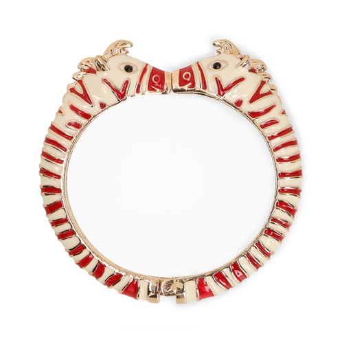 Goudkleurige zebra armband met rode details