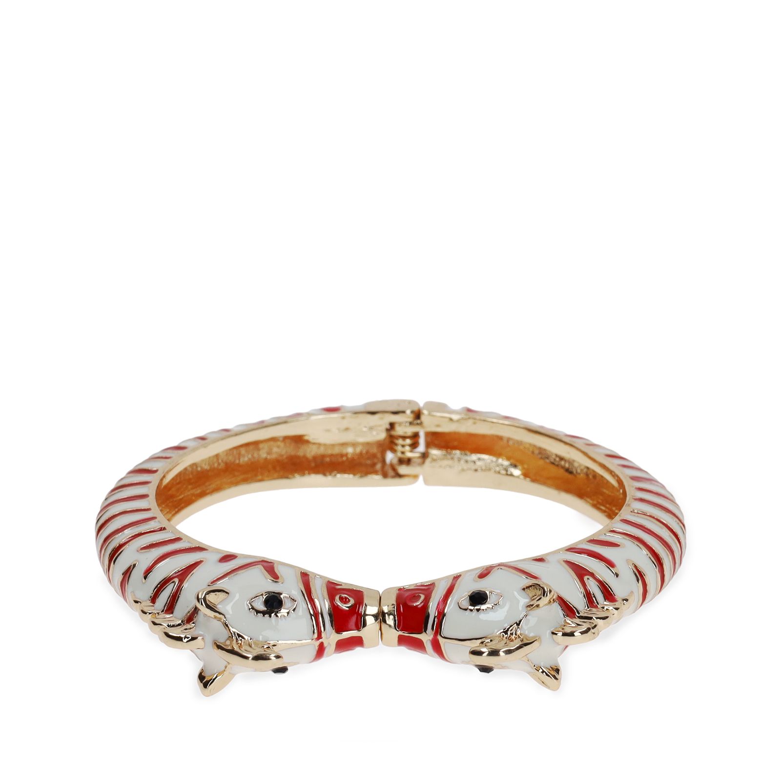 Goldfarbener Zebra-Armreif mit roten Details