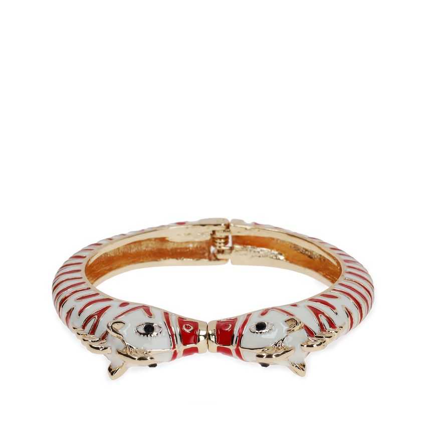 Goldfarbener Zebra-Armreif mit roten Details