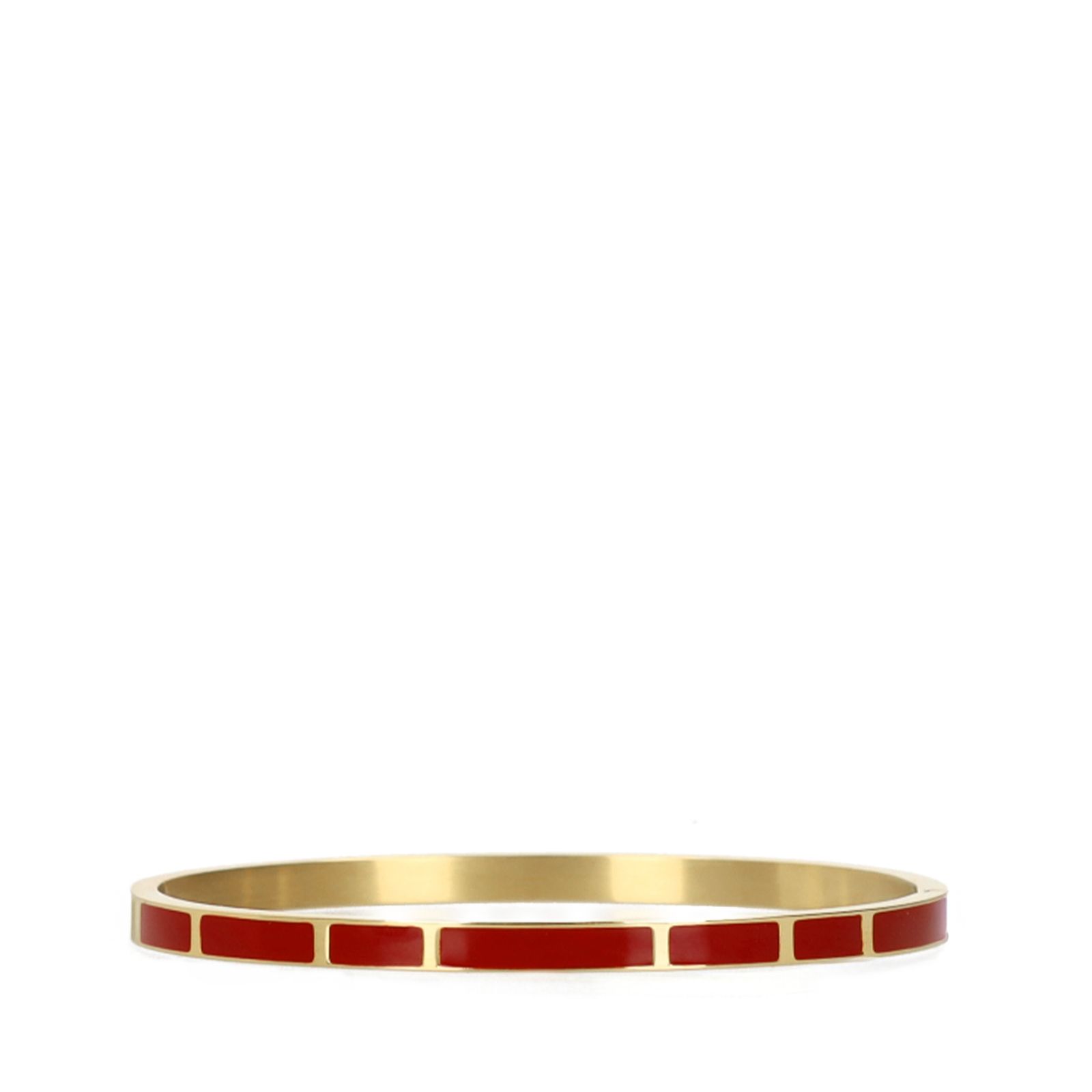 Goldfarbener Edelstahl-Armreif mit bordeauxroten Details