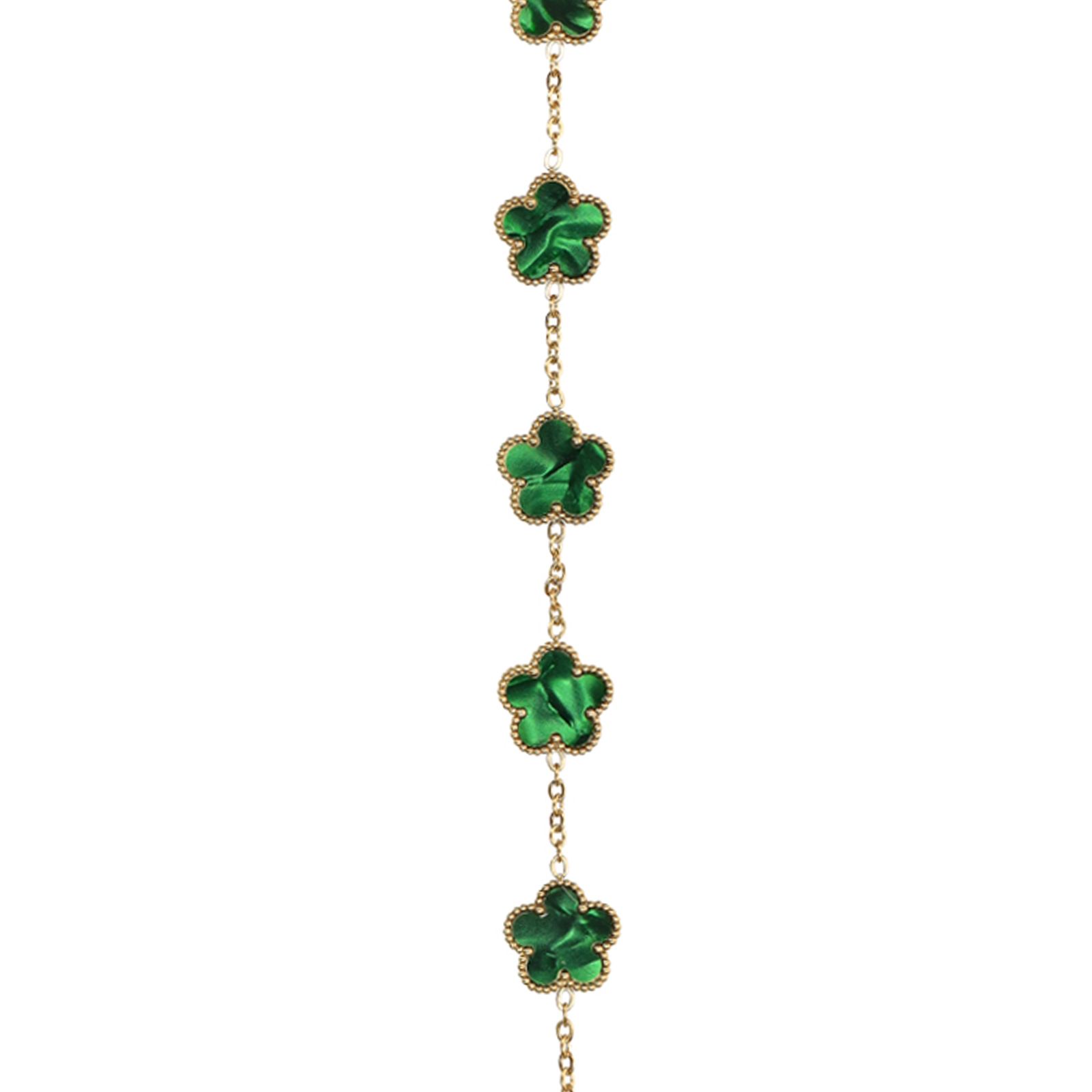 Goldfarbenes Armband mit grünen Blumen