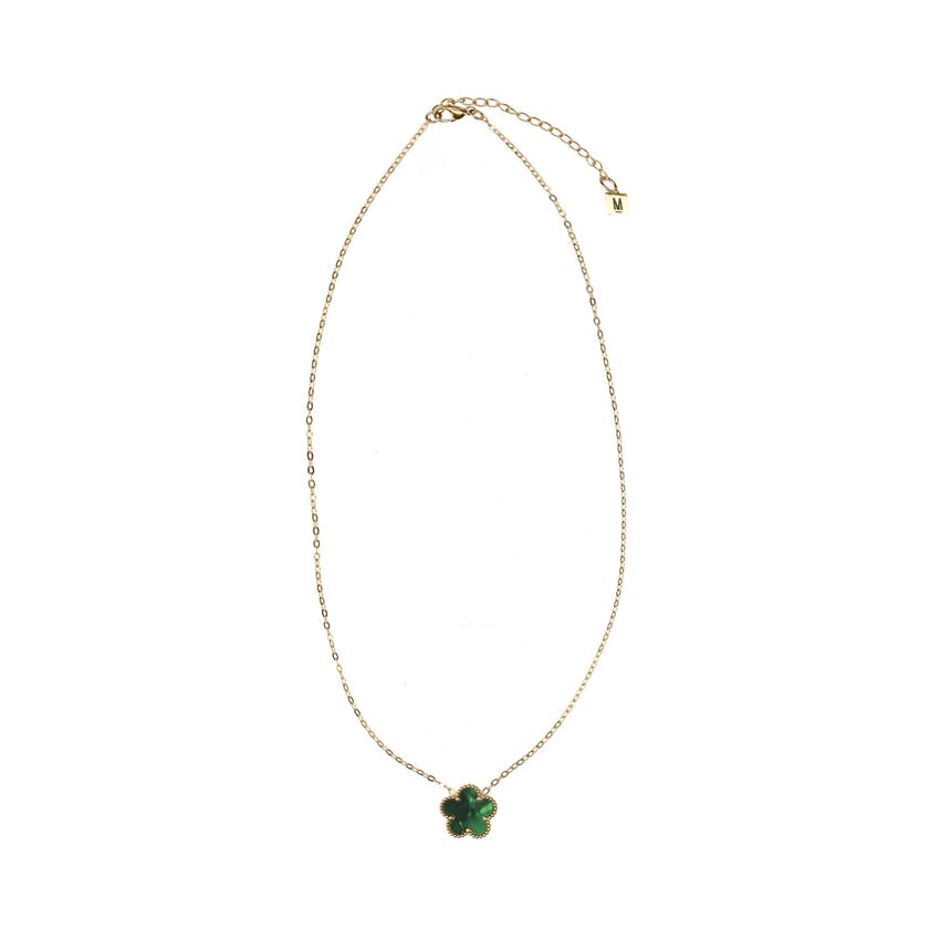 Goudkleurige ketting met groen klavertje