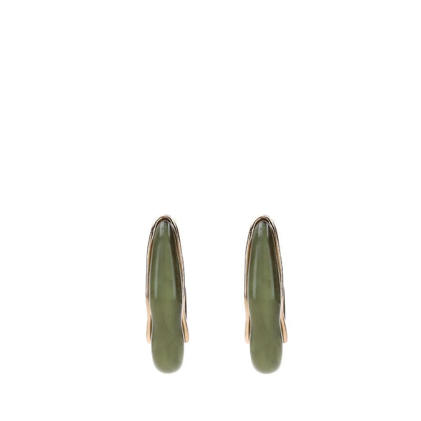Olijfgroene oorbellen met gouden details
