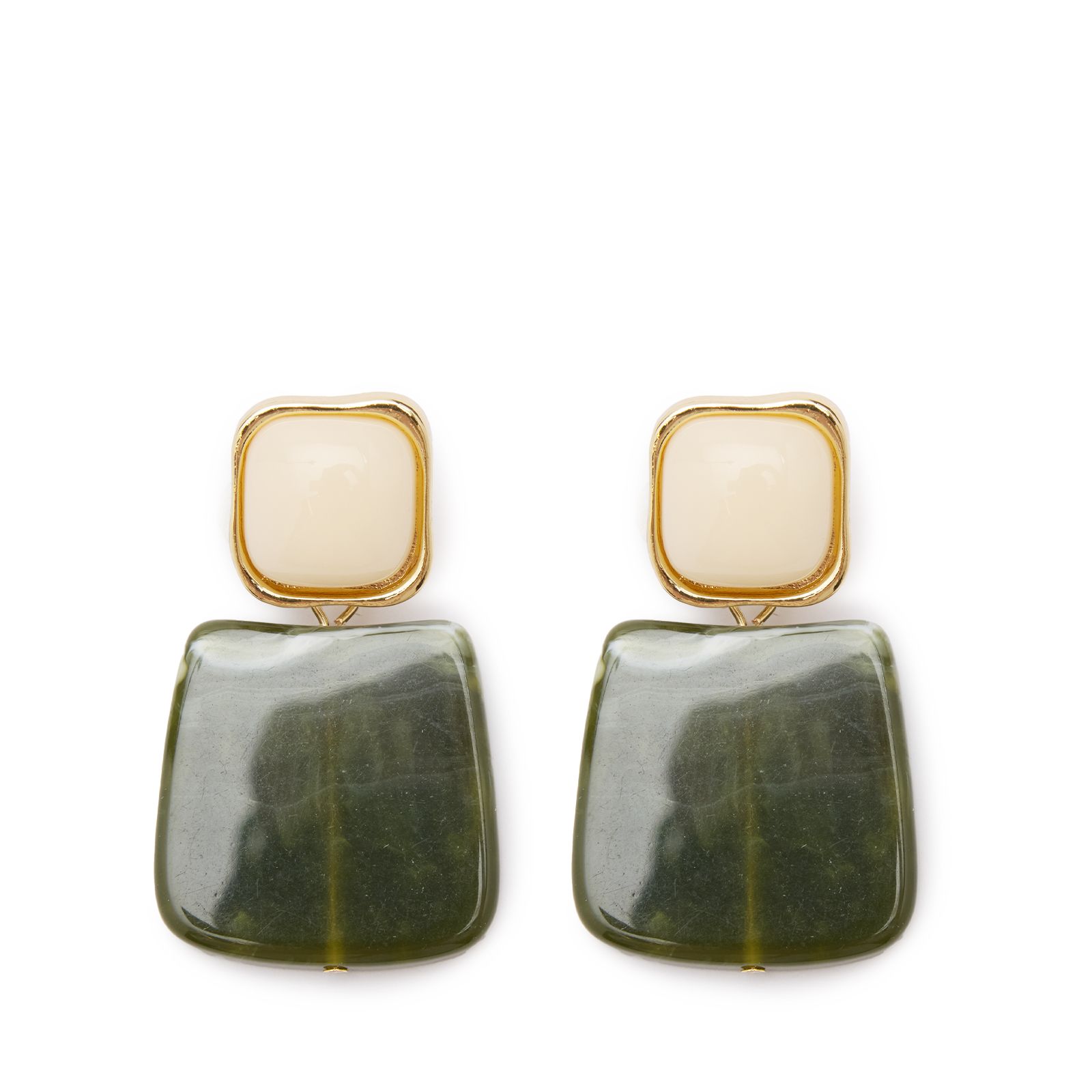 Groene statement oorbellen met witte stenen