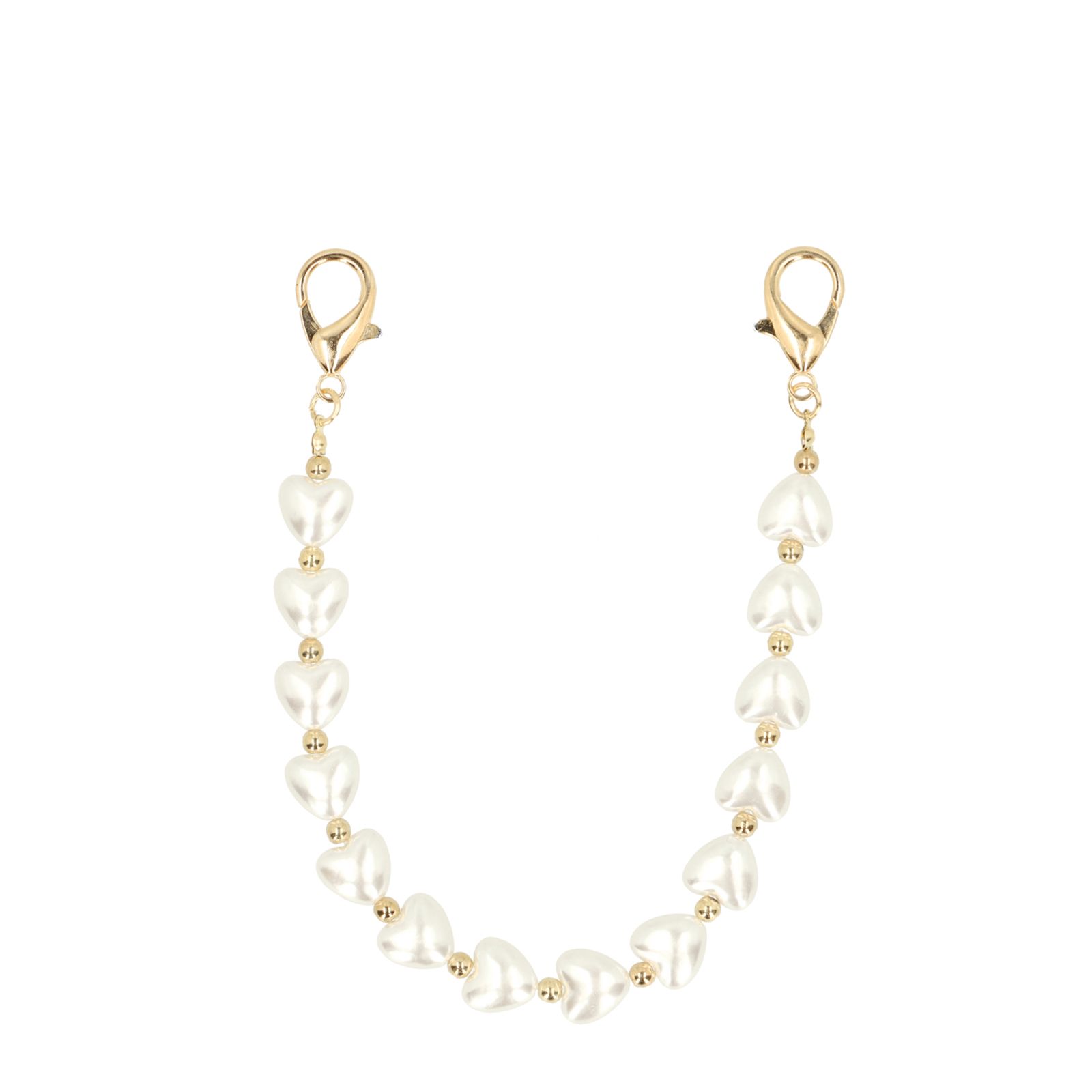 Off white kleurige hartjes bag charm
