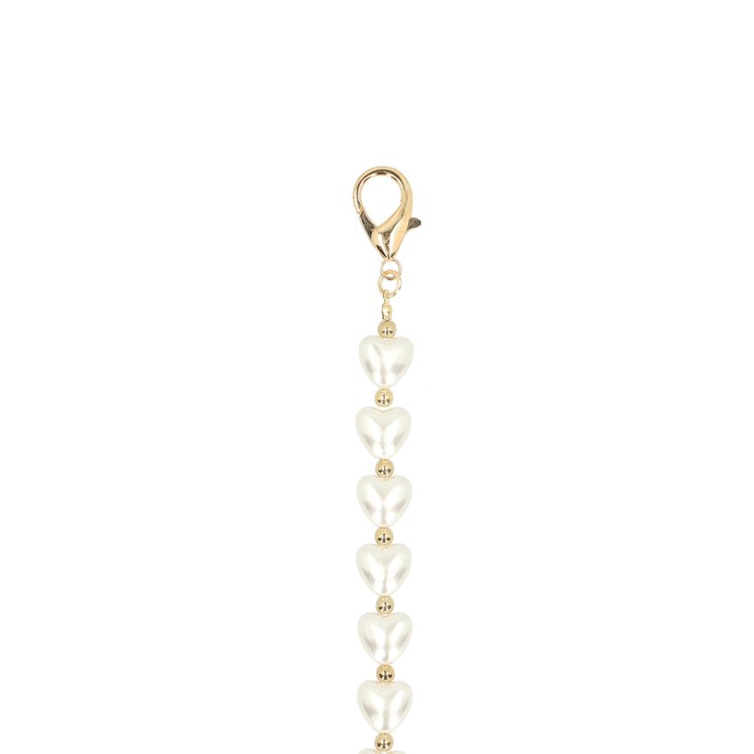 Off white kleurige hartjes bag charm