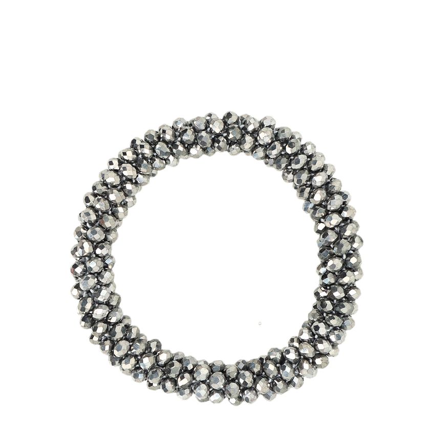 Graues Perlenarmband in Metallic-Optik