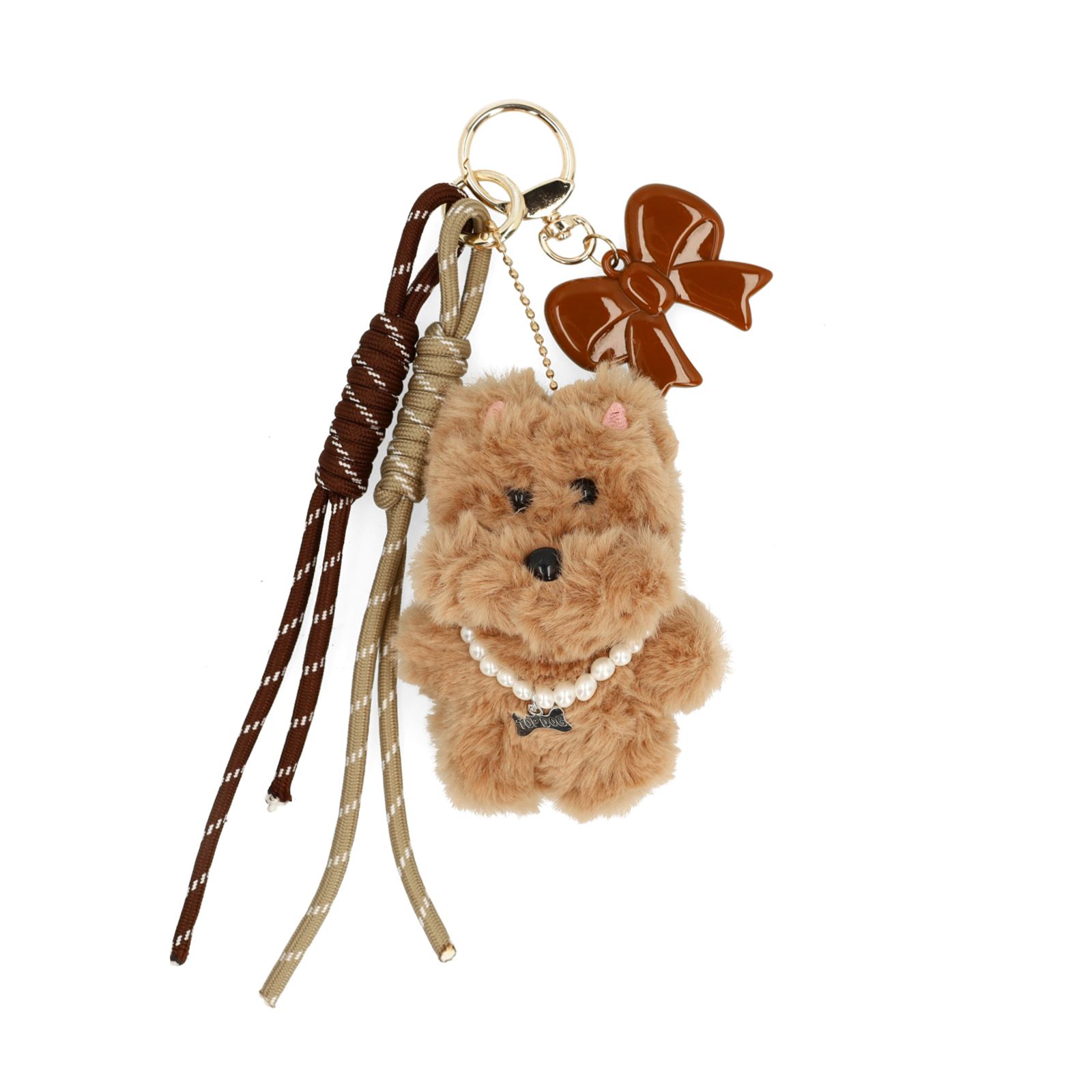 Taschen-Charm Hund mit braunen Bändern