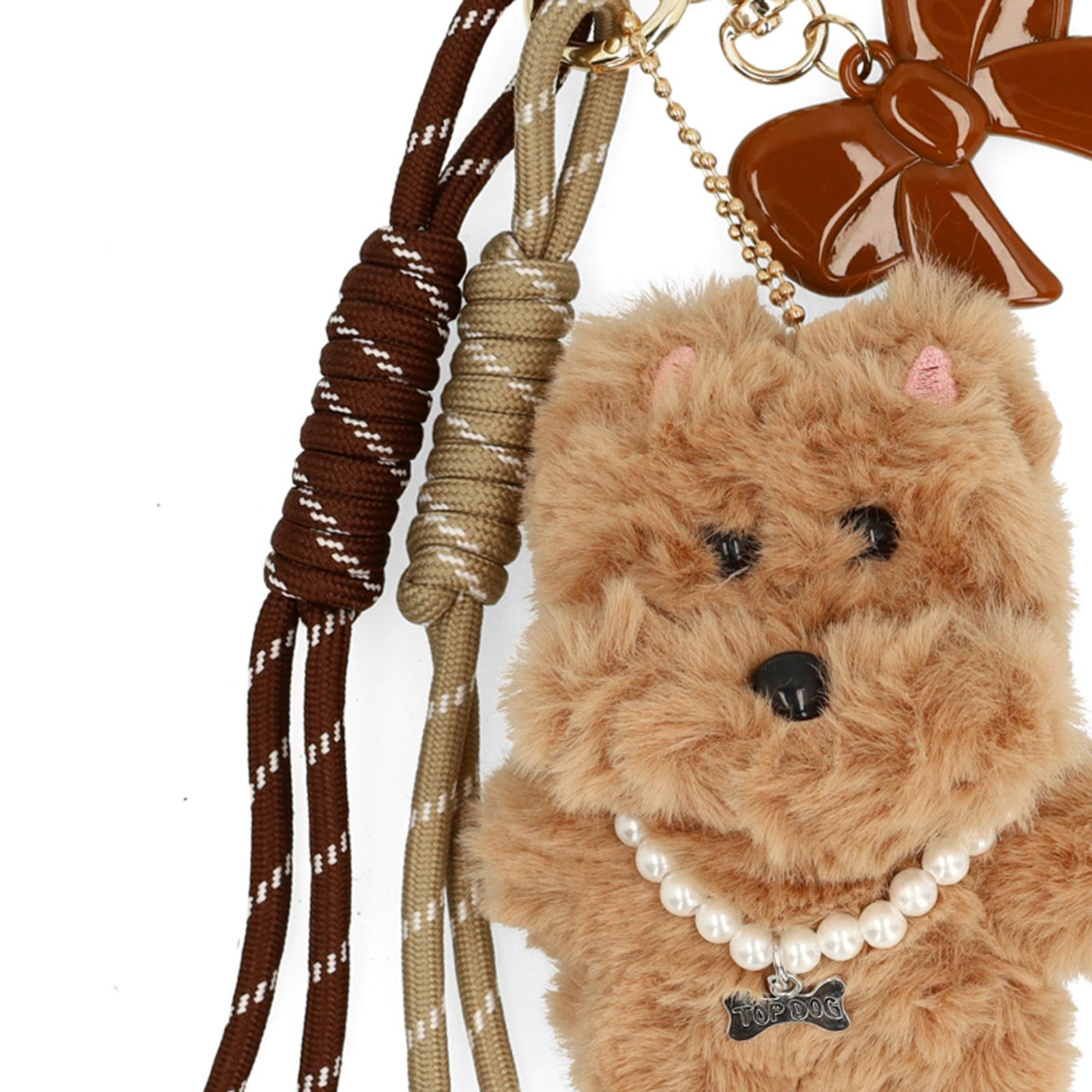 Taschen-Charm Hund mit braunen Bändern