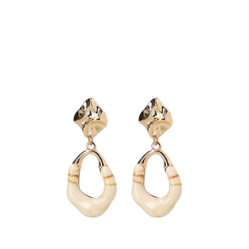 Goudkleurige oorbellen met beige details