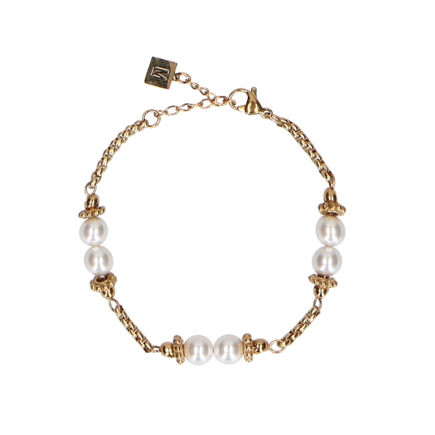 Goldfarbenes Armband mit Perlen