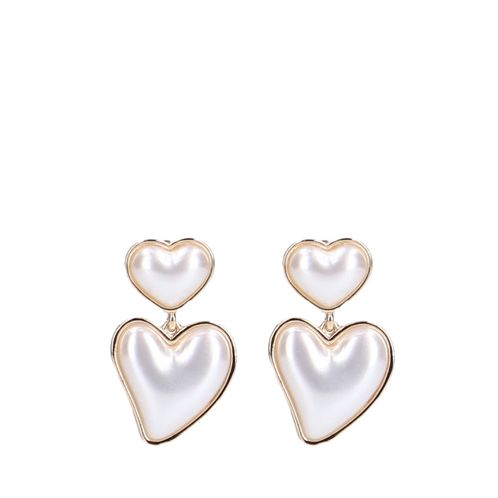 Goldfarbene Herz-Ohrringe mit Perlen